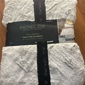 Rachel Zoe Plush Faux Fur Blanket in Cream